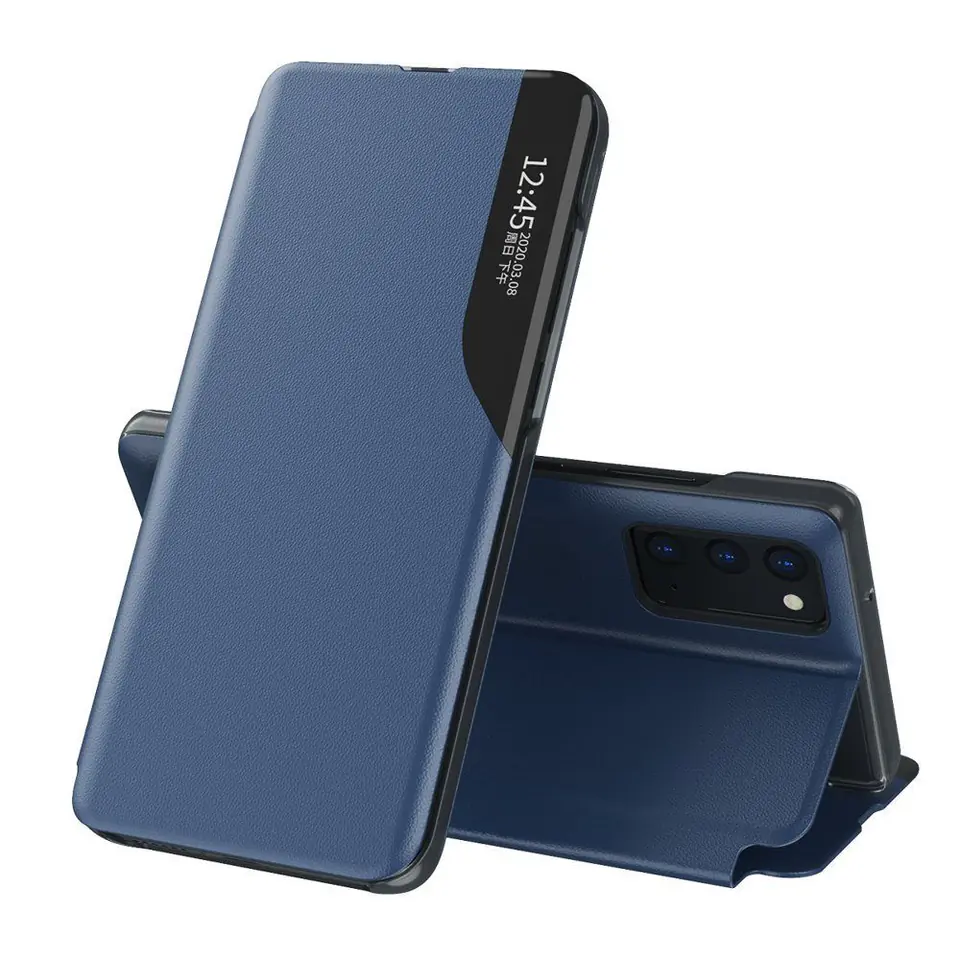 ⁨Eco Leather View Case elegancki futerał etui z klapką i funkcją podstawki Samsung Galaxy A72 4G niebieski⁩ w sklepie Wasserman.eu