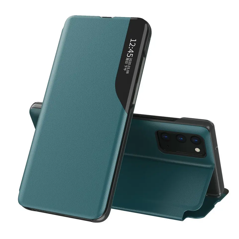 ⁨Eco Leather View Case elegancki futerał etui z klapką i funkcją podstawki Samsung Galaxy A72 4G zielony⁩ w sklepie Wasserman.eu