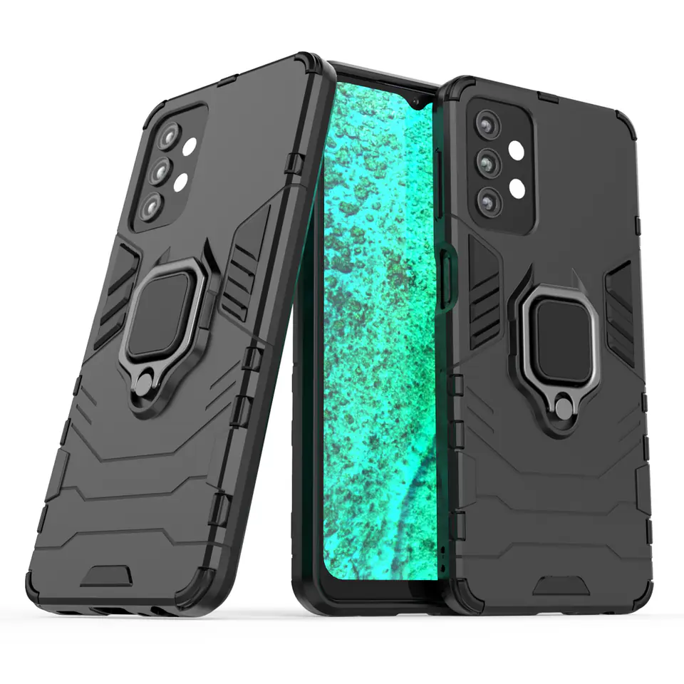 ⁨Ring Armor pancerne hybrydowe etui pokrowiec + magnetyczny uchwyt Samsung Galaxy A32 5G czarny⁩ w sklepie Wasserman.eu