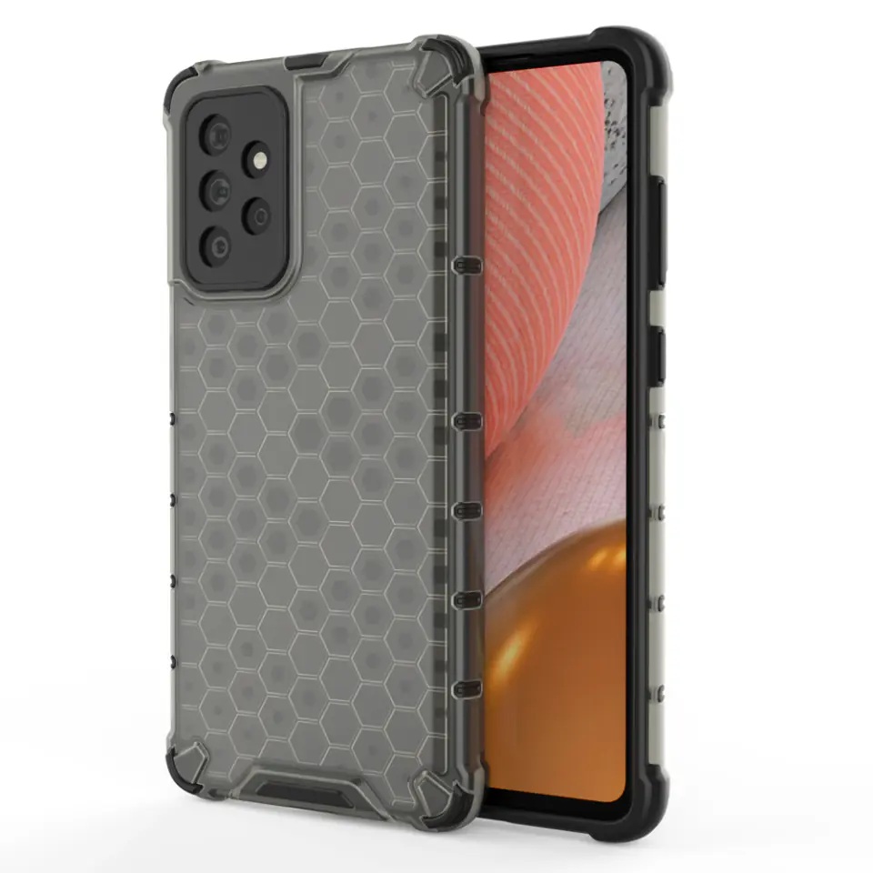 ⁨Honeycomb etui pancerny pokrowiec z żelową ramką Samsung Galaxy A72 4G czarny⁩ w sklepie Wasserman.eu