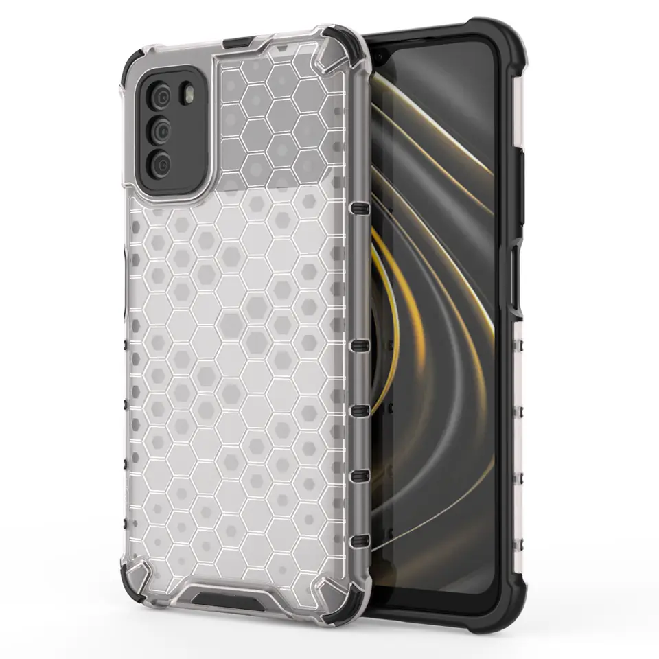 ⁨Honeycomb etui pancerny pokrowiec z żelową ramką Xiaomi Poco M3 przezroczysty⁩ w sklepie Wasserman.eu