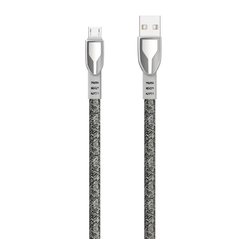 ⁨Wytrzymały przewód kabel pleciony USB - micro USB 5A 1m szary⁩ w sklepie Wasserman.eu