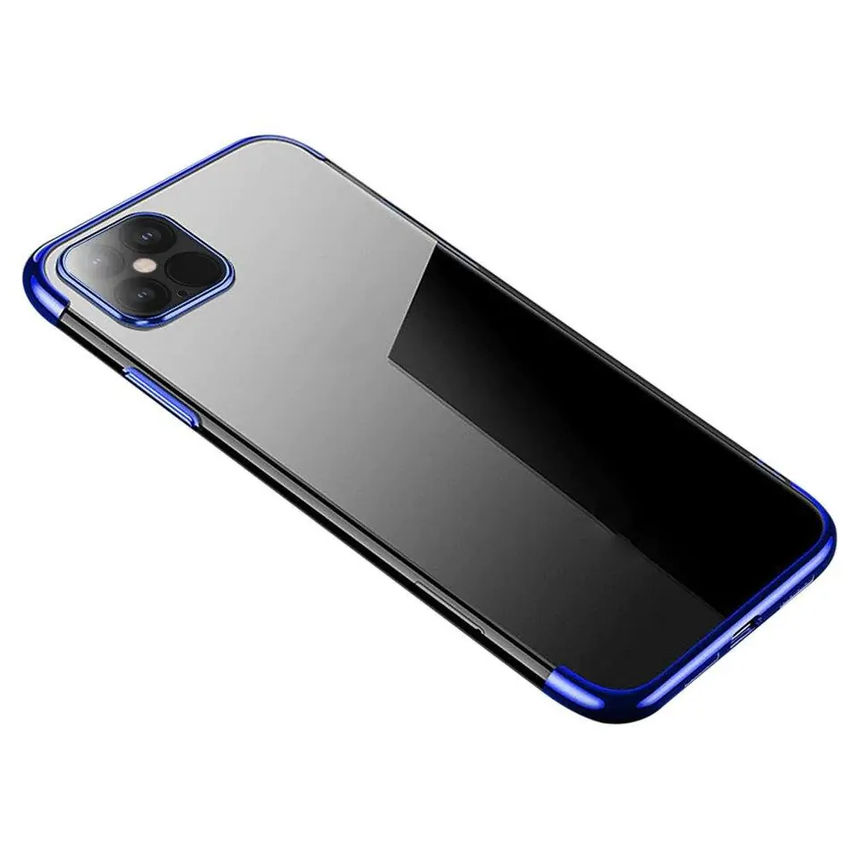 ⁨Clear Color case żelowy pokrowiec etui z metaliczną ramką Samsung Galaxy S21 Ultra 5G niebieski⁩ w sklepie Wasserman.eu