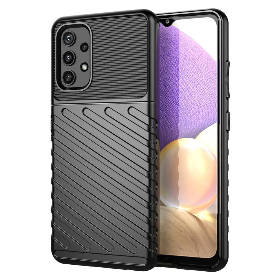 ⁨Thunder Case elastyczne pancerne etui pokrowiec Samsung Galaxy A32 4G czarny⁩ w sklepie Wasserman.eu