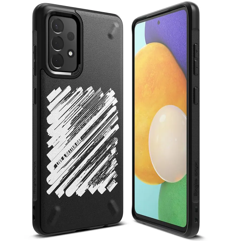 ⁨Ringke Onyx Design wytrzymałe etui pokrowiec Samsung Galaxy A72 4G czarny (Paint) (OXSG0047)⁩ w sklepie Wasserman.eu