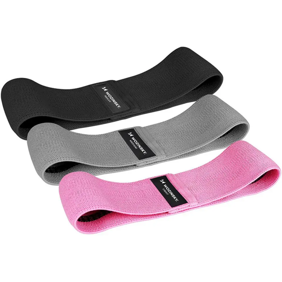 Wozinsky zestaw 3x materiałowe taśmy do ćwiczeń oporowe mini band do ćwiczeń joga fitness crossfit (WFB-01) w sklepie Wasserman.eu