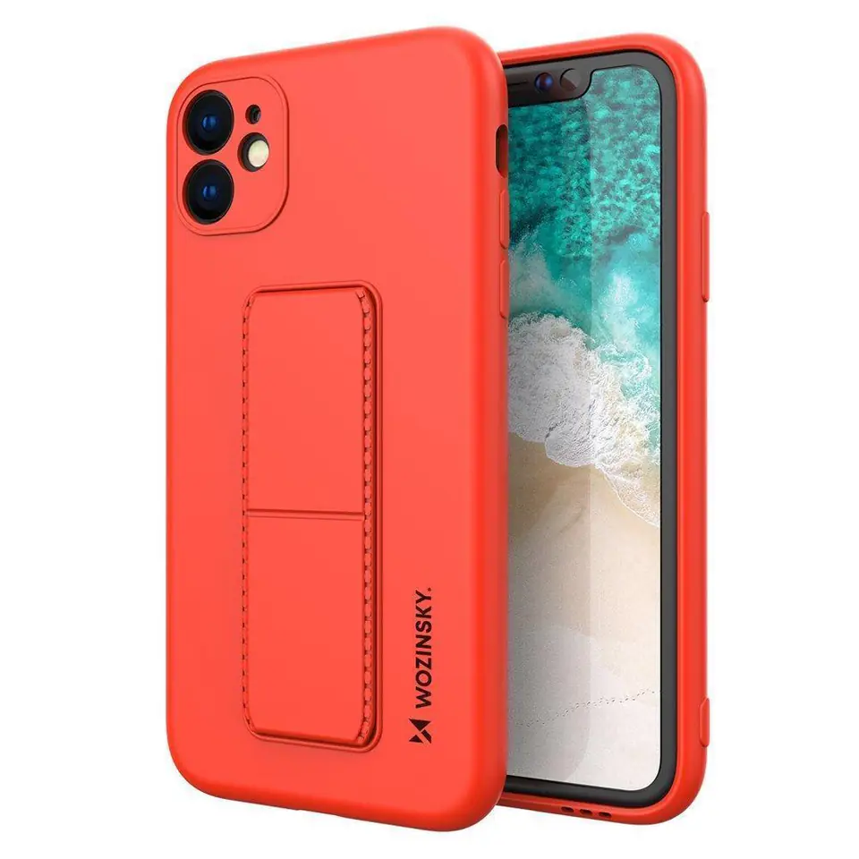 ⁨Wozinsky Kickstand Case silikonowe etui z podstawką etui Xiaomi Redmi 10X 4G / Xiaomi Redmi Note 9 czerwone⁩ w sklepie Wasserman.eu