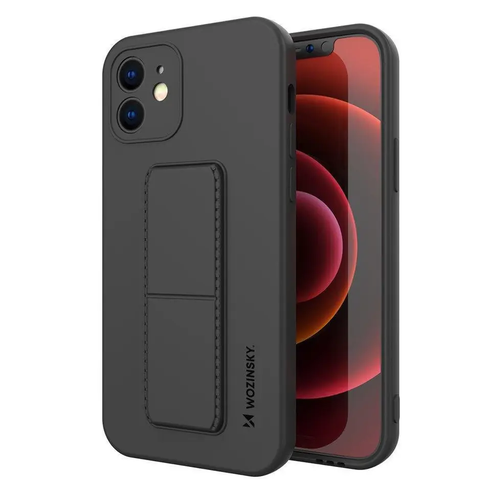 ⁨Wozinsky Kickstand Case silikonowe etui z podstawką iPhone XS Max czarne⁩ w sklepie Wasserman.eu