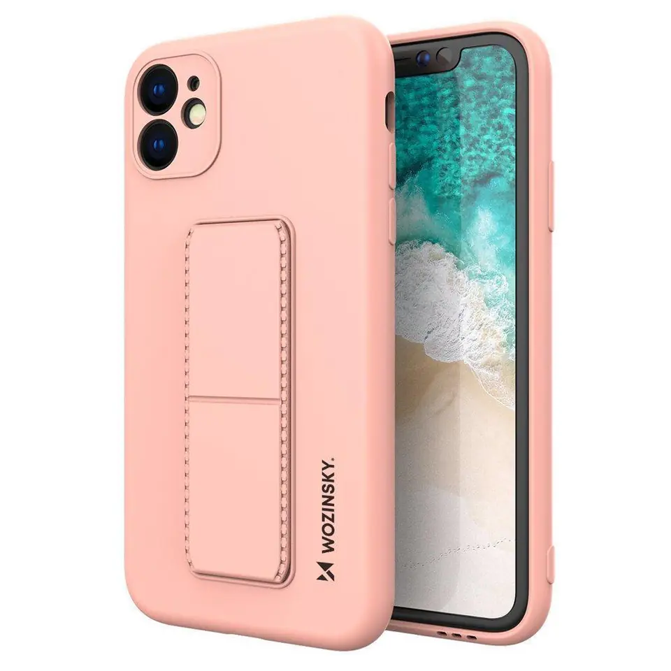 ⁨Wozinsky Kickstand Case silikonowe etui z podstawką iPhone 12 mini różowe⁩ w sklepie Wasserman.eu