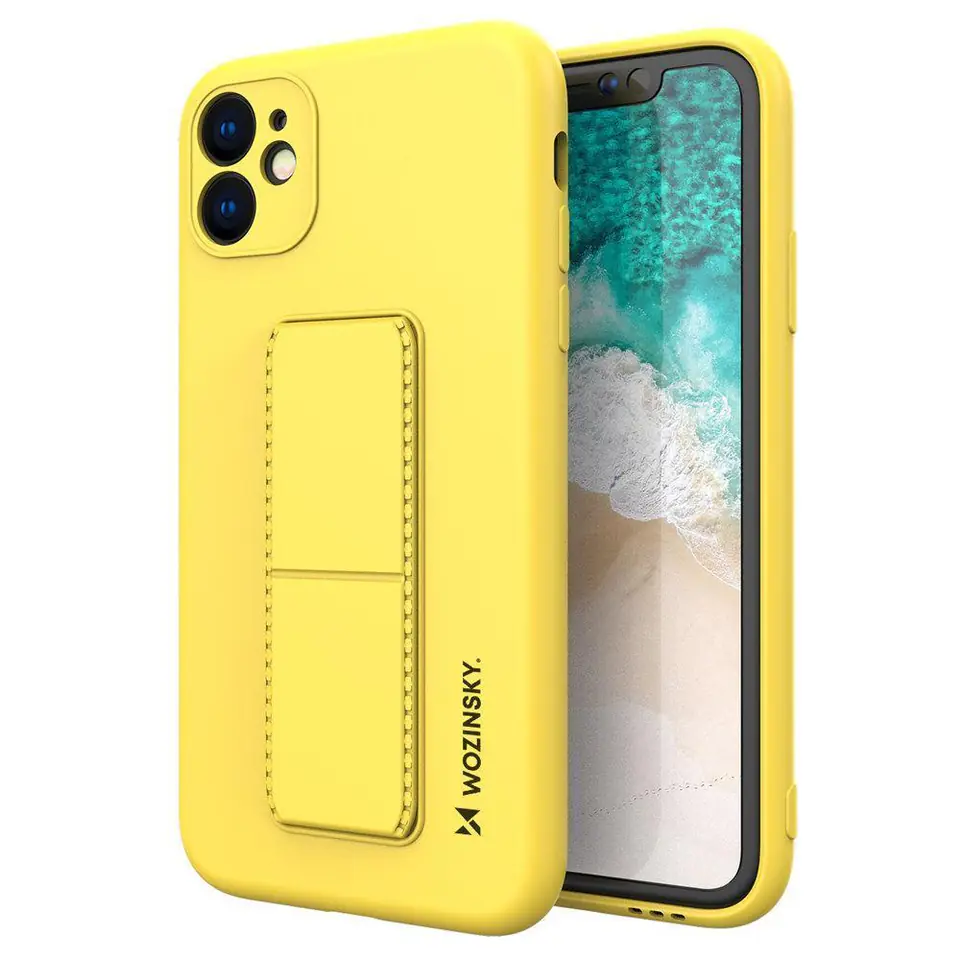 ⁨Wozinsky Kickstand Case silikonowe etui z podstawką iPhone 11 Pro Max żółte⁩ w sklepie Wasserman.eu