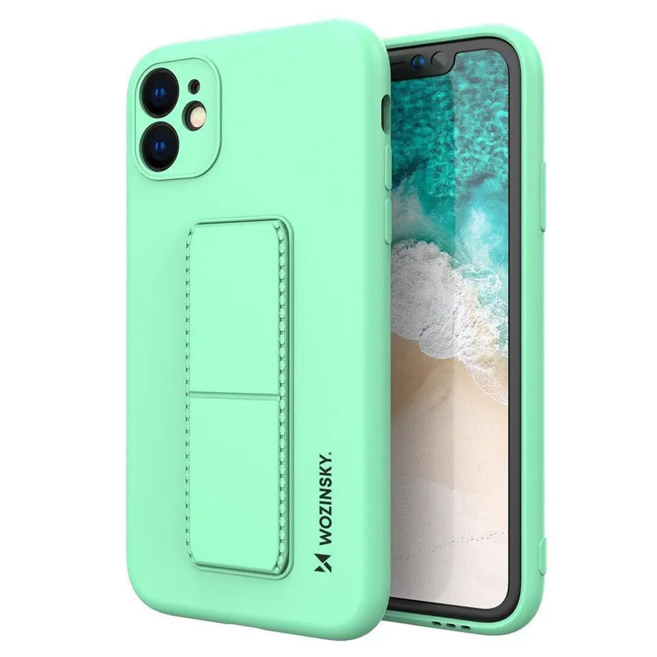 ⁨Wozinsky Kickstand Case silikonowe etui z podstawką iPhone 12 mini miętowe⁩ w sklepie Wasserman.eu