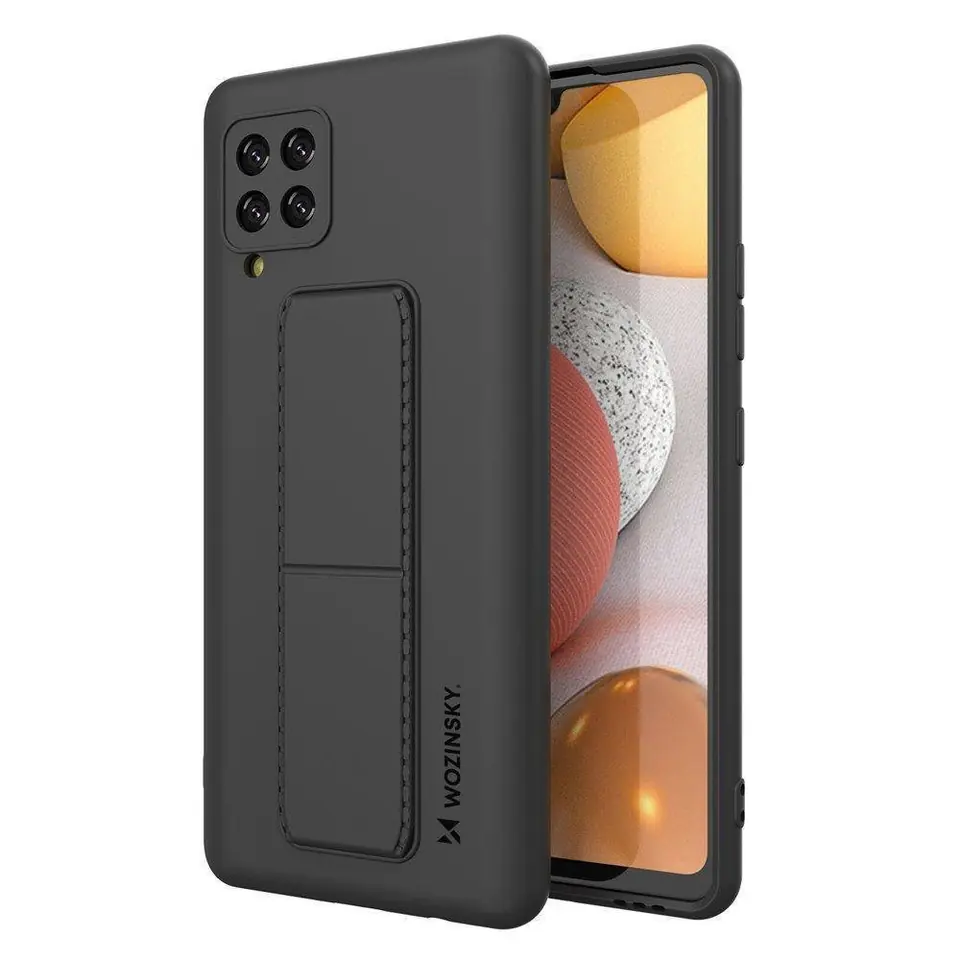 ⁨Wozinsky Kickstand Case silikonowe etui z podstawką etui Samsung Galaxy A42 5G czarne⁩ w sklepie Wasserman.eu