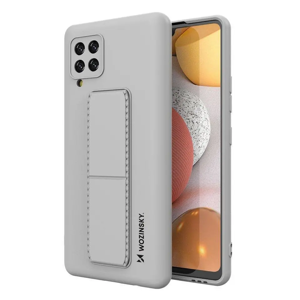 ⁨Wozinsky Kickstand Case silikonowe etui z podstawką etui Samsung Galaxy A42 5G szare⁩ w sklepie Wasserman.eu