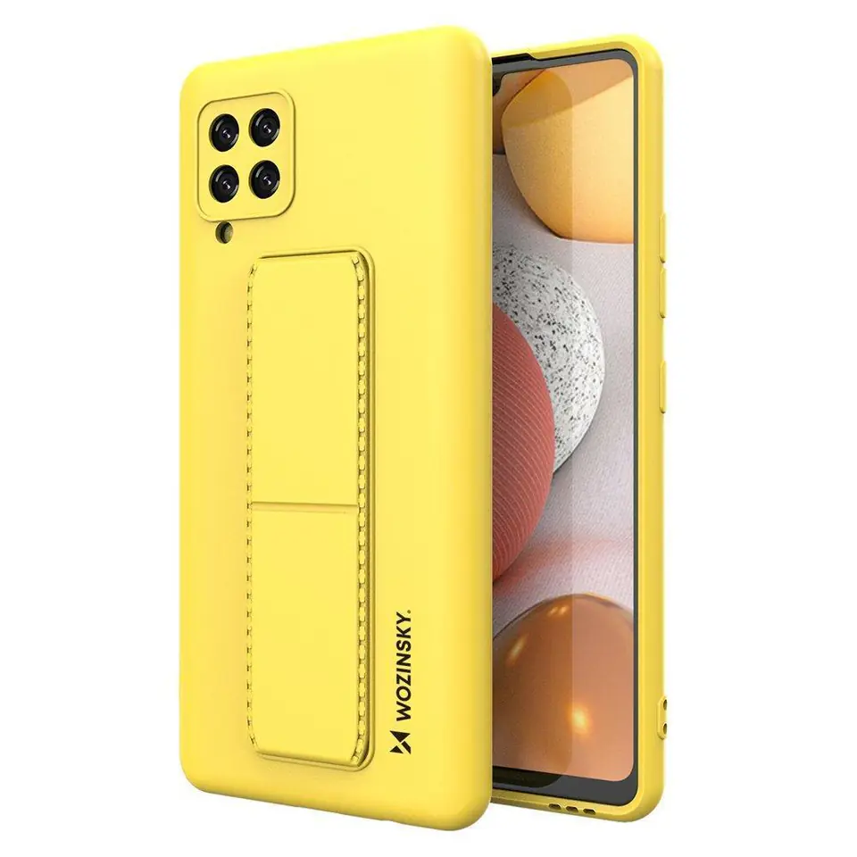 ⁨Wozinsky Kickstand Case silikonowe etui z podstawką etui Samsung Galaxy A42 5G żółte⁩ w sklepie Wasserman.eu