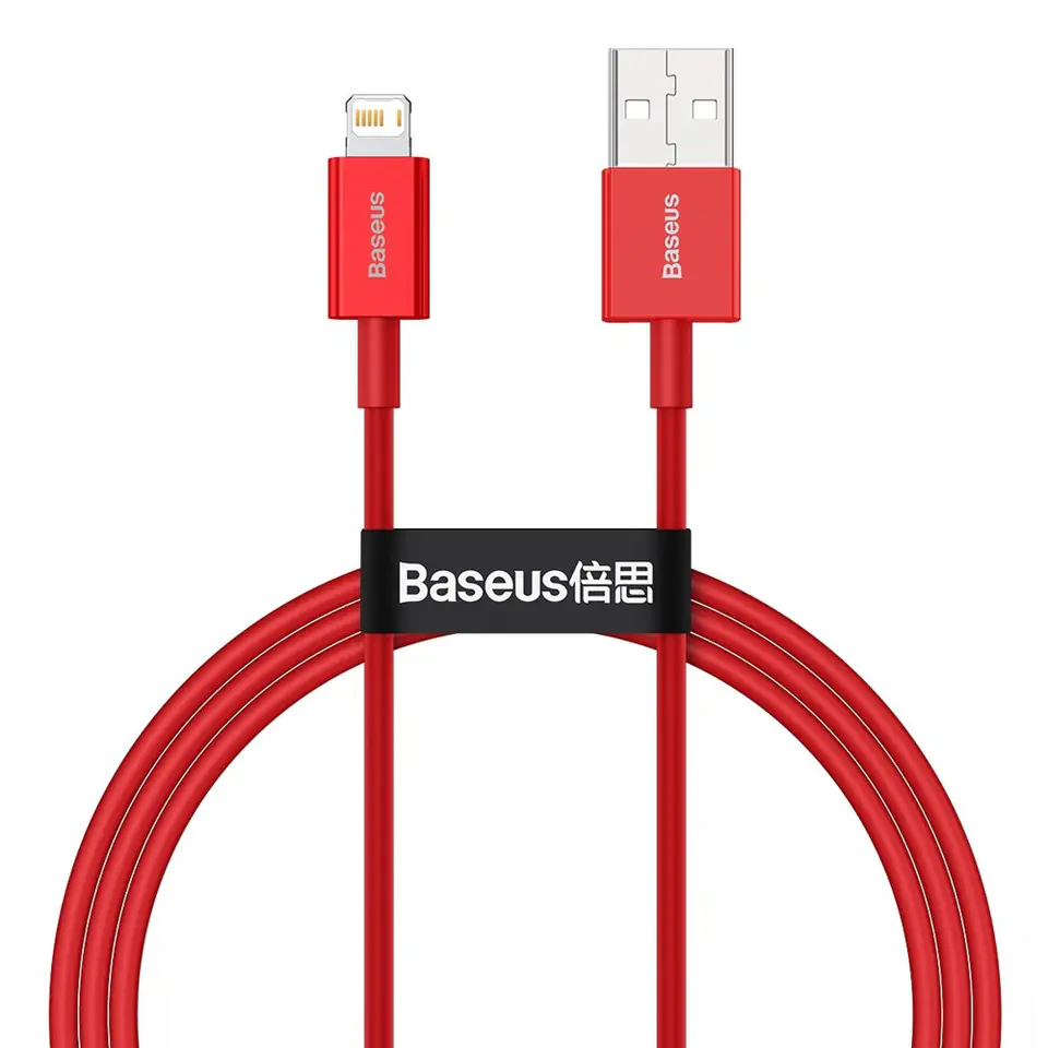 ⁨Baseus Superior kabel USB - Lightning 2,4 A 1 m czerwony (CALYS-A09)⁩ w sklepie Wasserman.eu