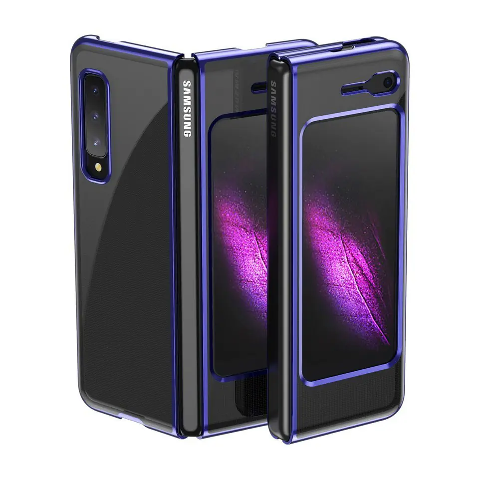 ⁨Plating Case hard case pokrowiec etui z metaliczną ramką Samsung Galaxy Fold niebieski⁩ w sklepie Wasserman.eu