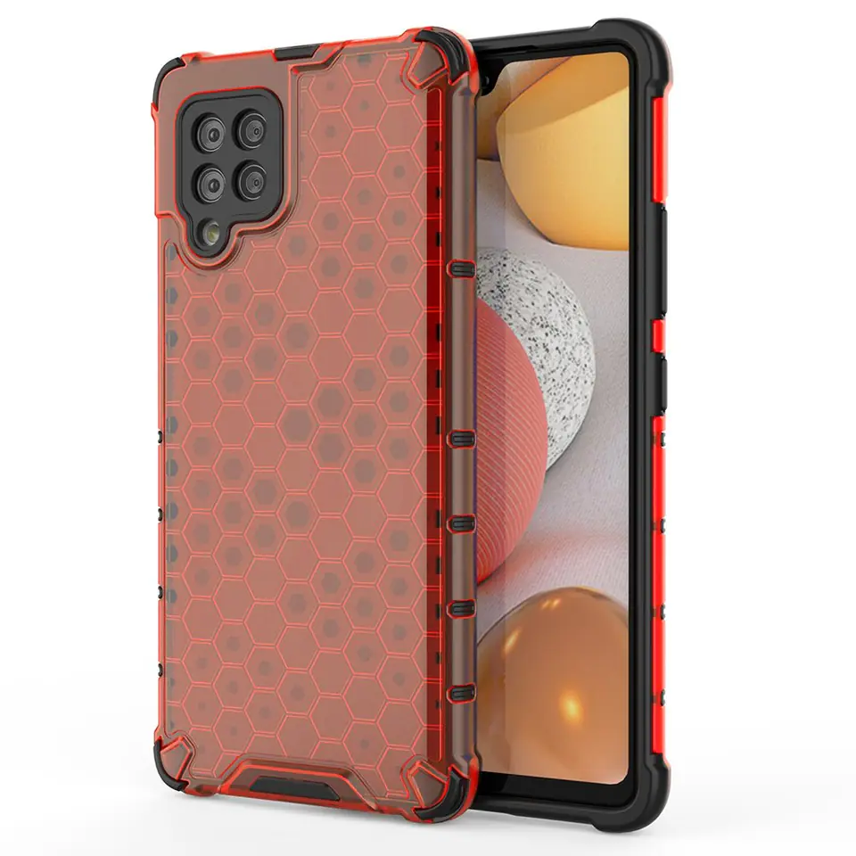 ⁨Honeycomb etui pancerny pokrowiec z żelową ramką Samsung Galaxy A42 5G czerwony⁩ w sklepie Wasserman.eu