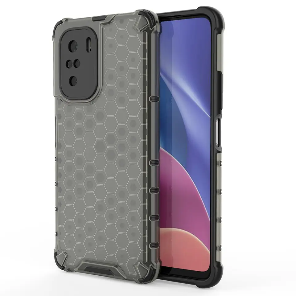 ⁨Honeycomb etui pancerny pokrowiec z żelową ramką Xiaomi Redmi K40 Pro+ / K40 Pro / K40 / Poco F3 czarny⁩ w sklepie Wasserman.eu