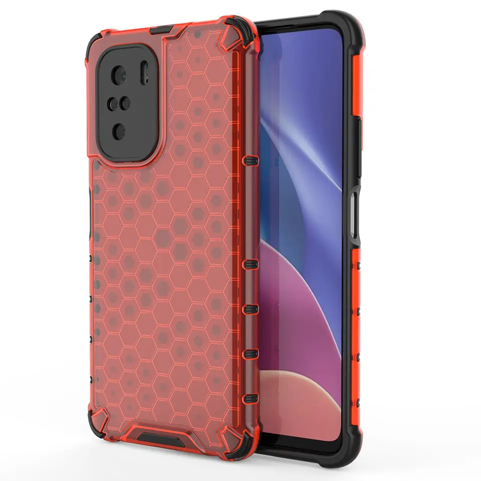 ⁨Honeycomb etui pancerny pokrowiec z żelową ramką Xiaomi Redmi K40 Pro+ / K40 Pro / K40 / Poco F3 czerwony⁩ w sklepie Wasserman.eu