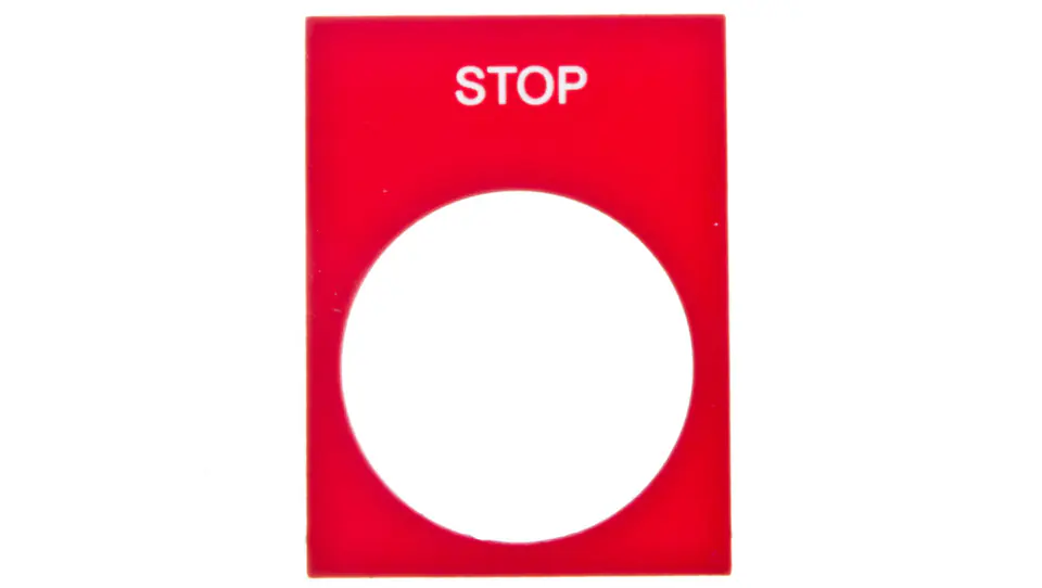 ⁨Tabliczka opisowa czerwona prostokątna 30x40mm STOP ZB2BY2304⁩ w sklepie Wasserman.eu