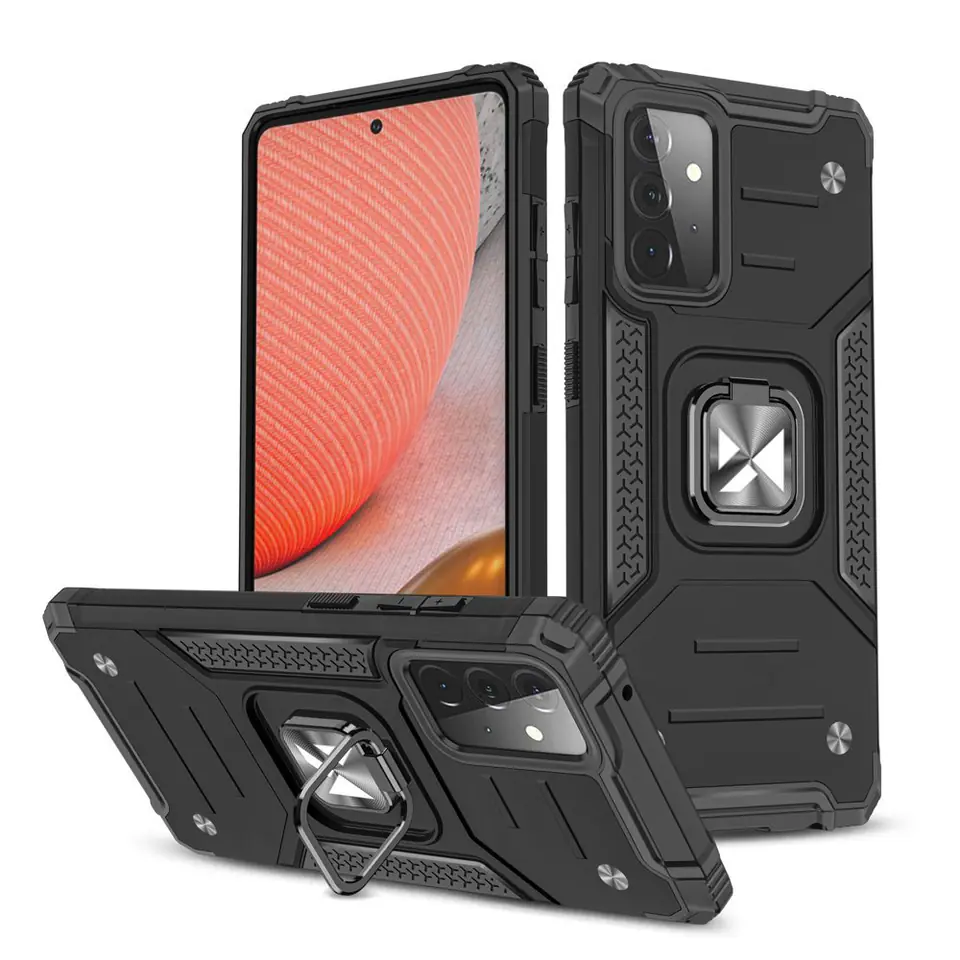 ⁨Wozinsky Ring Armor pancerne hybrydowe etui pokrowiec + magnetyczny uchwyt Samsung Galaxy A72 4G czarny⁩ w sklepie Wasserman.eu