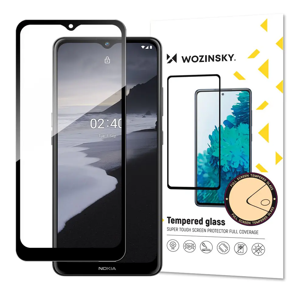 ⁨Wozinsky super wytrzymałe szkło hartowane Full Glue na cały ekran z ramką Case Friendly Nokia 2.4 czarny⁩ w sklepie Wasserman.eu
