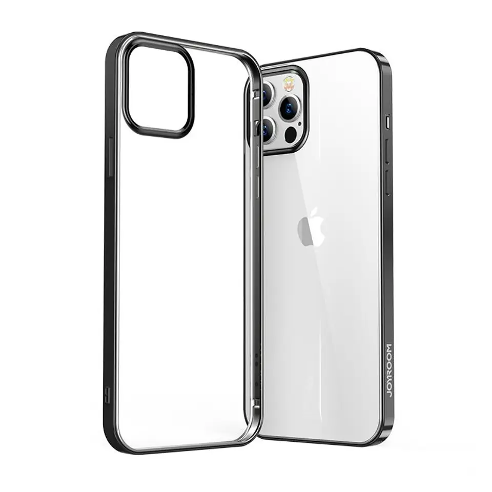 ⁨Joyroom New Beautiful Series ultra cienkie przezroczyste etui z metaliczną ramką do iPhone Pro Max 12 czarny (JR-BP796)⁩ w sklepie Wasserman.eu