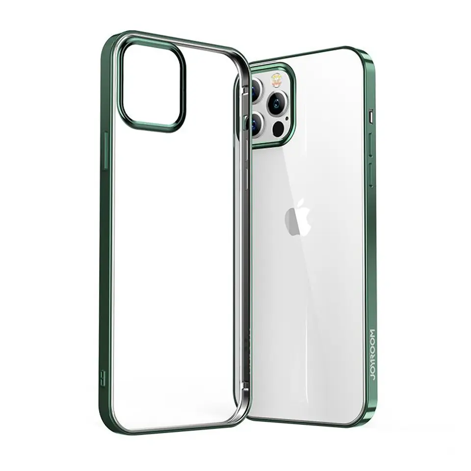 ⁨Joyroom New Beautiful Series ultra cienkie przezroczyste etui z metaliczną ramką do iPhone 12 Pro Max zielony (JR-BP796)⁩ w sklepie Wasserman.eu