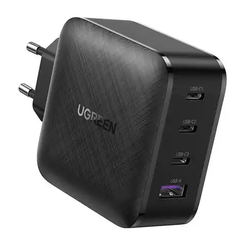 ⁨Wall charger UGREEN CD224, 3x USB-C, 1x USB, Power Delivery 3.0, GaN, 65W (black)⁩ at Wasserman.eu
