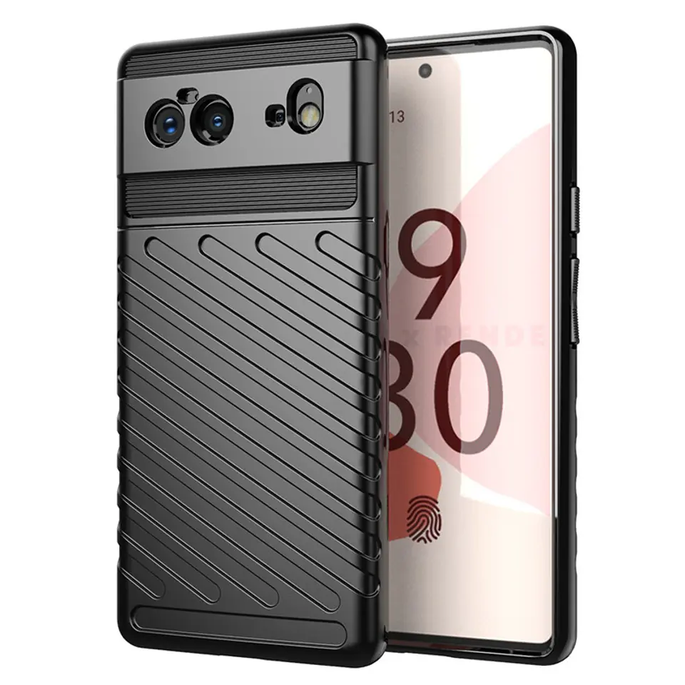 ⁨Thunder Case elastyczne pancerne etui pokrowiec Google Pixel 6 czarny⁩ w sklepie Wasserman.eu