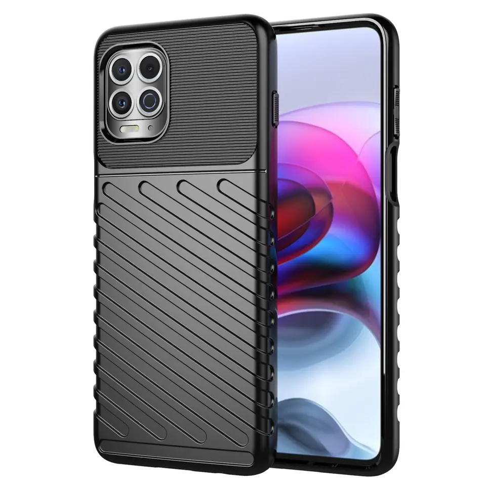 ⁨Thunder Case elastyczne pancerne etui pokrowiec Motorola Moto G100 / Edge S czarny⁩ w sklepie Wasserman.eu