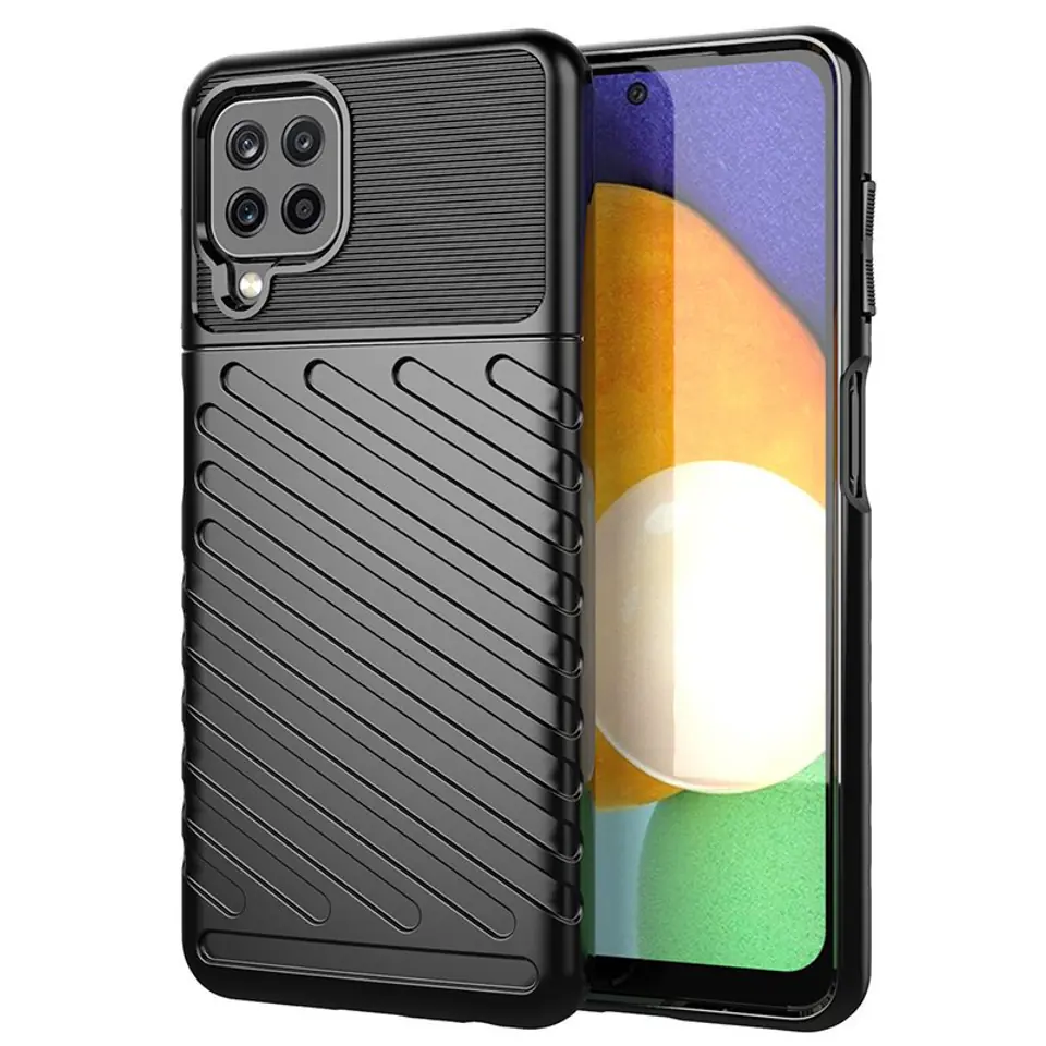 ⁨Thunder Case elastyczne pancerne etui pokrowiec Samsung Galaxy A22 4G czarny⁩ w sklepie Wasserman.eu