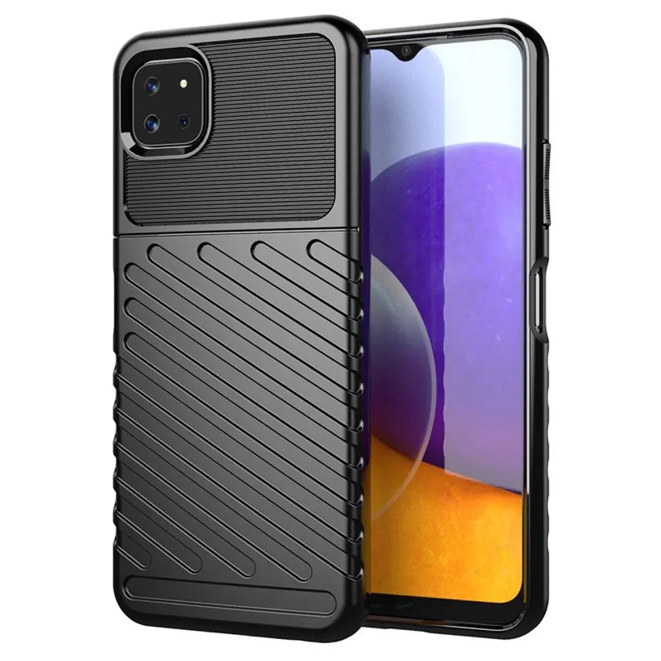 ⁨Thunder Case elastyczne pancerne etui pokrowiec Samsung Galaxy A22 5G czarny⁩ w sklepie Wasserman.eu