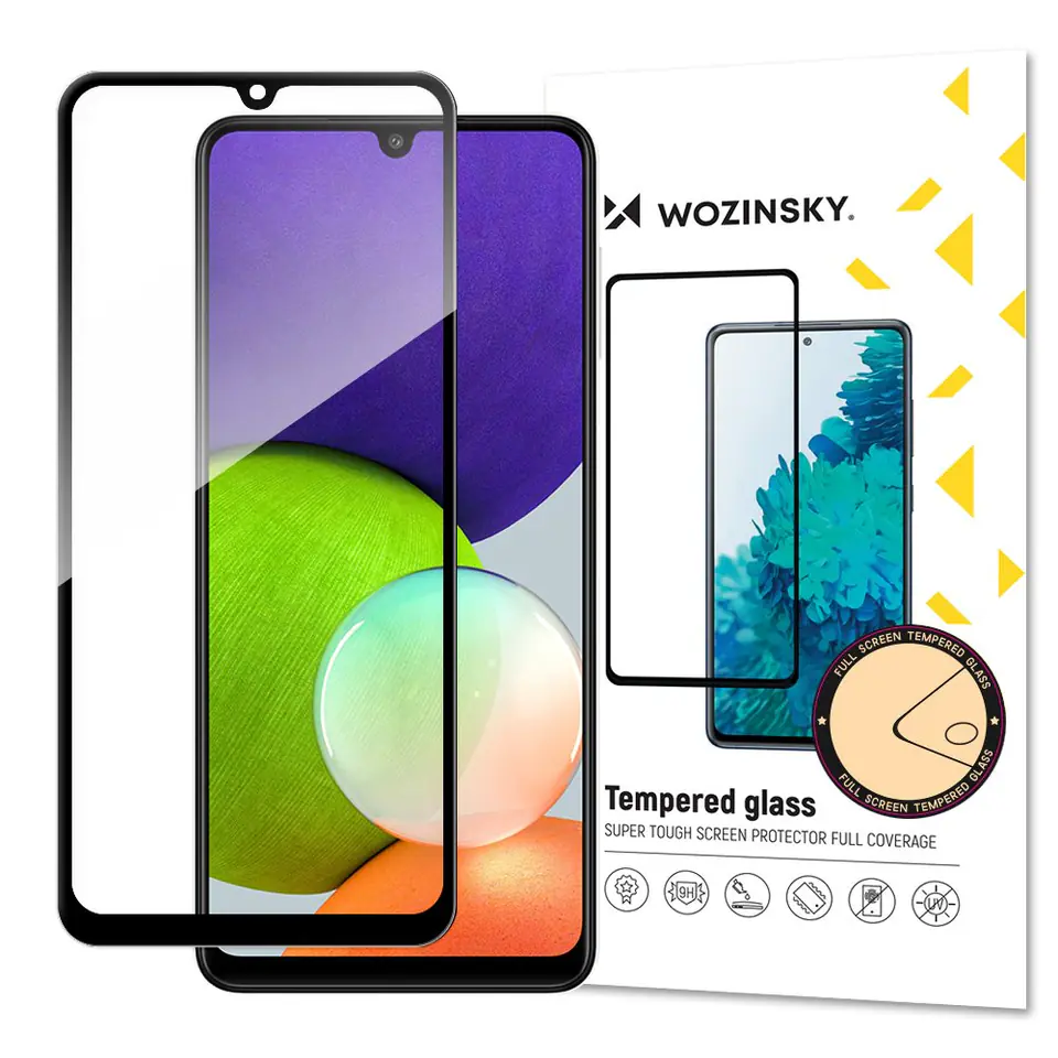 ⁨Wozinsky super wytrzymałe szkło hartowane Full Glue na cały ekran z ramką Case Friendly Samsung Galaxy A22 4G czarny⁩ w sklepie Wasserman.eu