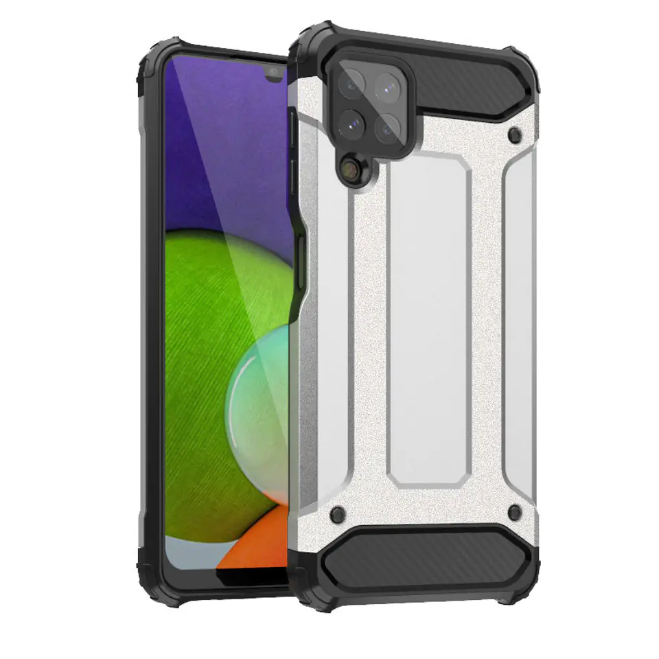 ⁨Hybrid Armor pancerne hybrydowe etui pokrowiec Samsung Galaxy A22 4G srebrny⁩ w sklepie Wasserman.eu
