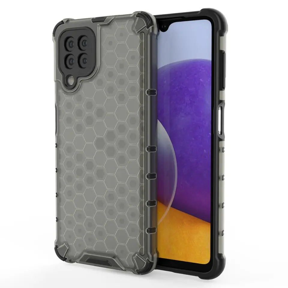 ⁨Honeycomb etui pancerny pokrowiec z żelową ramką Samsung Galaxy A22 4G czarny⁩ w sklepie Wasserman.eu