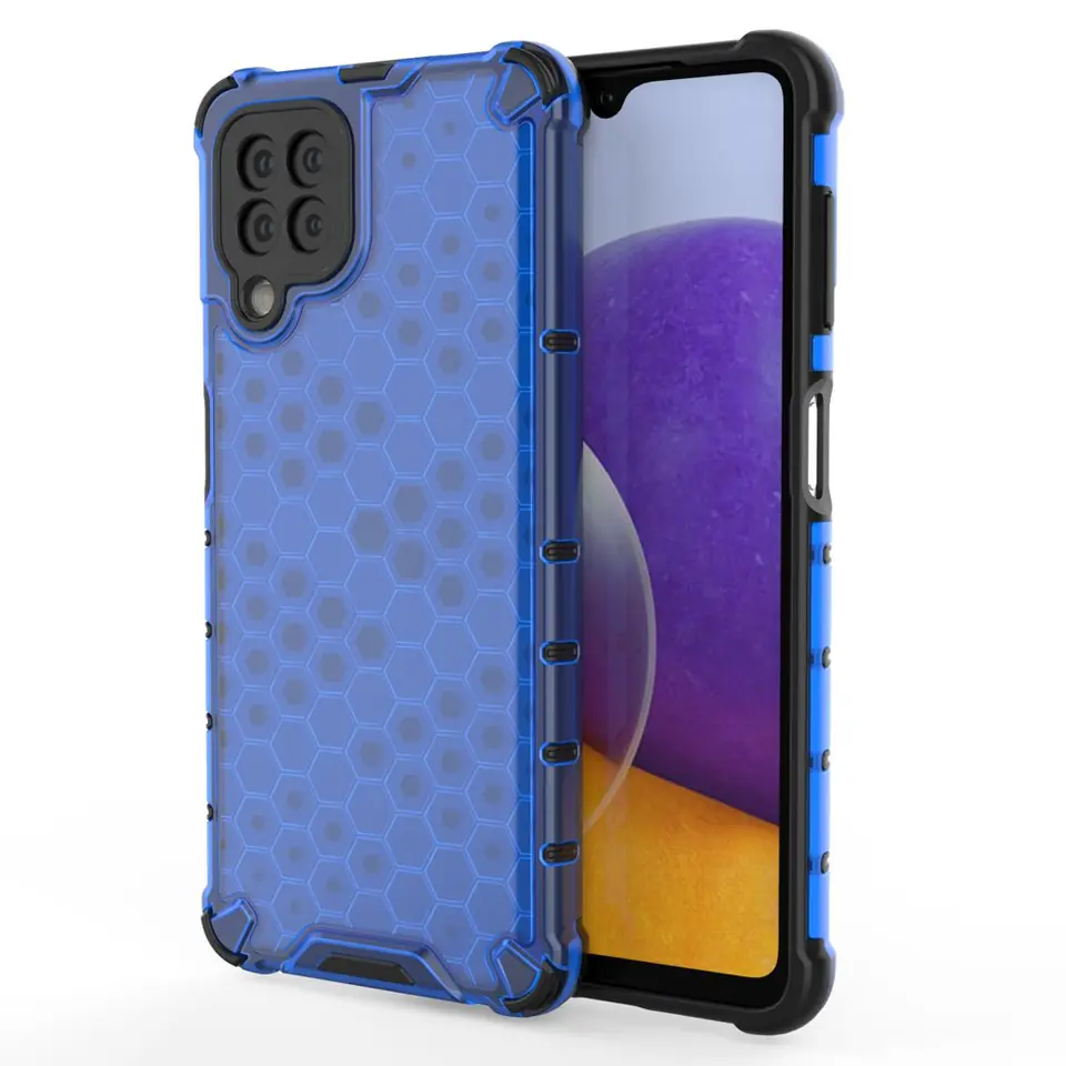 ⁨Honeycomb etui pancerny pokrowiec z żelową ramką Samsung Galaxy A22 4G niebieski⁩ w sklepie Wasserman.eu