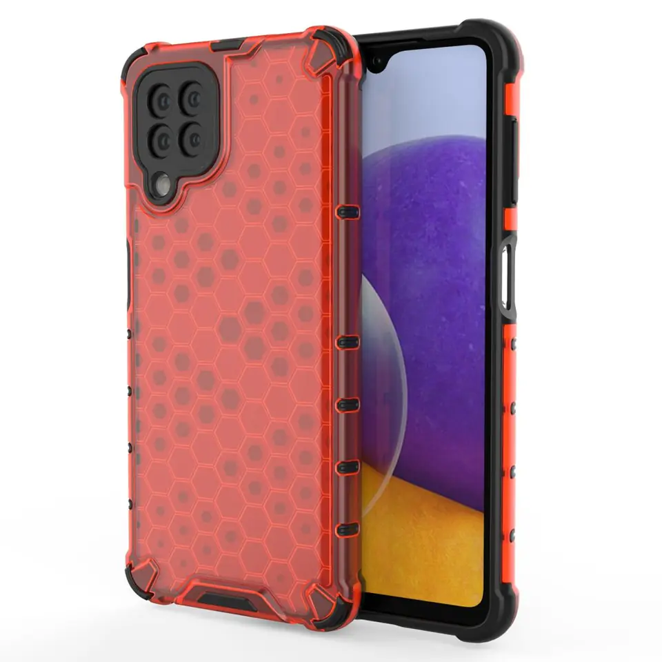 ⁨Honeycomb etui pancerny pokrowiec z żelową ramką Samsung Galaxy A22 4G czerwony⁩ w sklepie Wasserman.eu