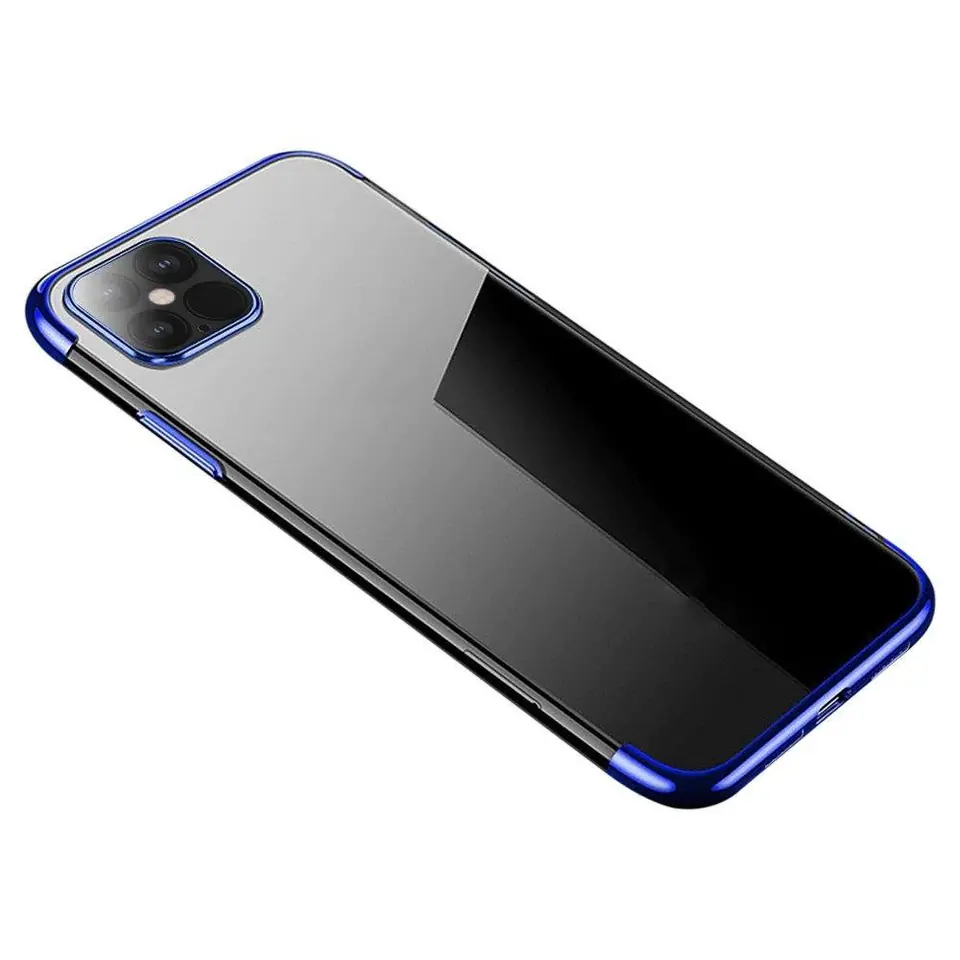 ⁨Clear Color case żelowy pokrowiec etui z metaliczną ramką Samsung Galaxy A22 4G niebieski⁩ w sklepie Wasserman.eu