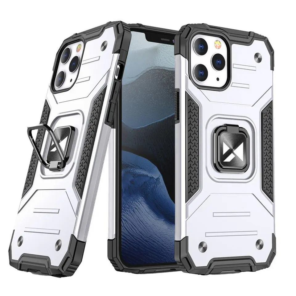 ⁨Wozinsky Ring Armor pancerne hybrydowe etui pokrowiec + magnetyczny uchwyt iPhone 13 srebrny⁩ w sklepie Wasserman.eu