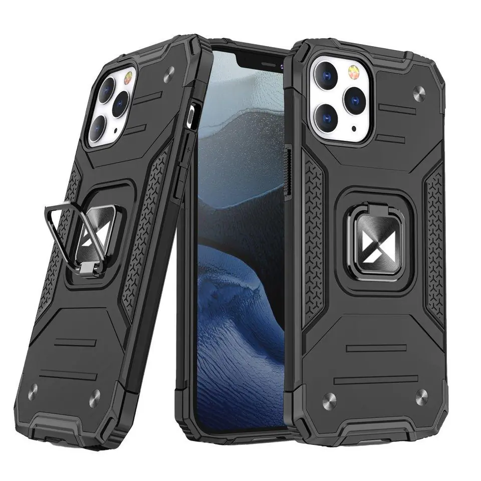 ⁨Wozinsky Ring Armor pancerne hybrydowe etui pokrowiec + magnetyczny uchwyt iPhone 13 Pro Max czarny⁩ w sklepie Wasserman.eu