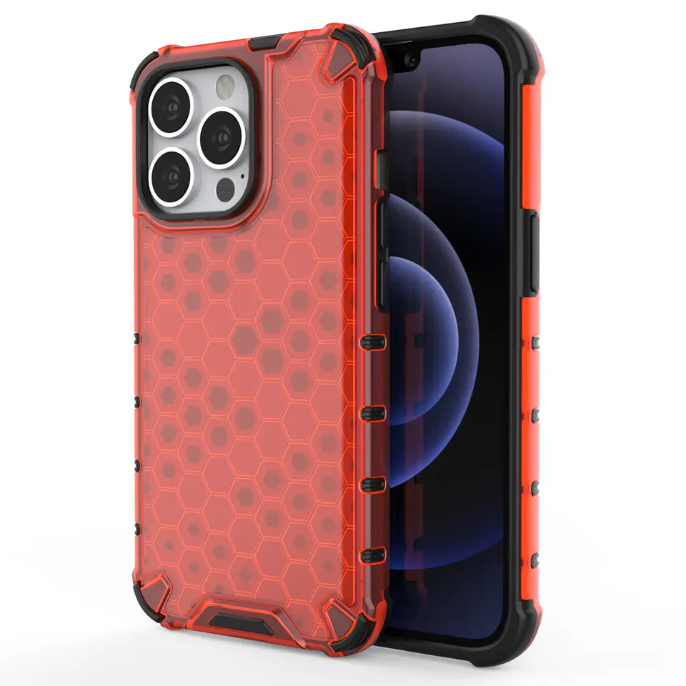 ⁨Honeycomb etui pancerny pokrowiec z żelową ramką iPhone 13 Pro czerwony⁩ w sklepie Wasserman.eu