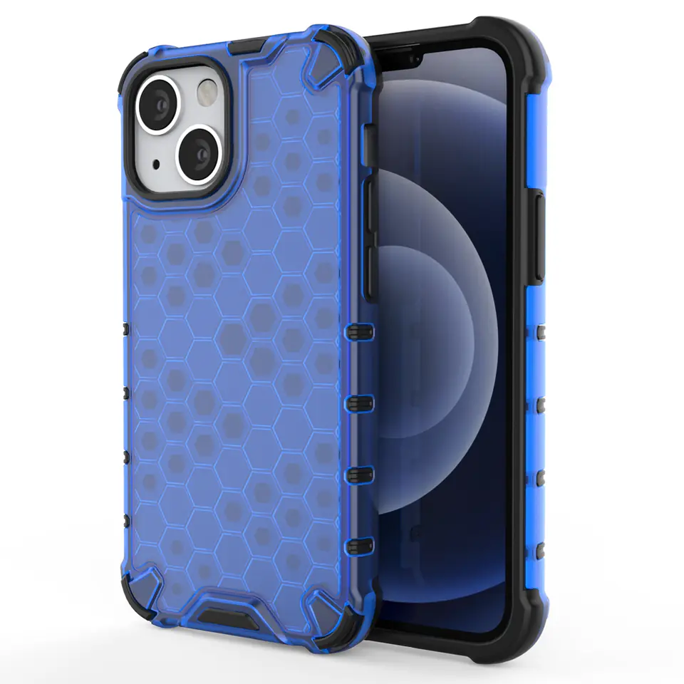 ⁨Honeycomb etui pancerny pokrowiec z żelową ramką iPhone 13 mini niebieski⁩ w sklepie Wasserman.eu