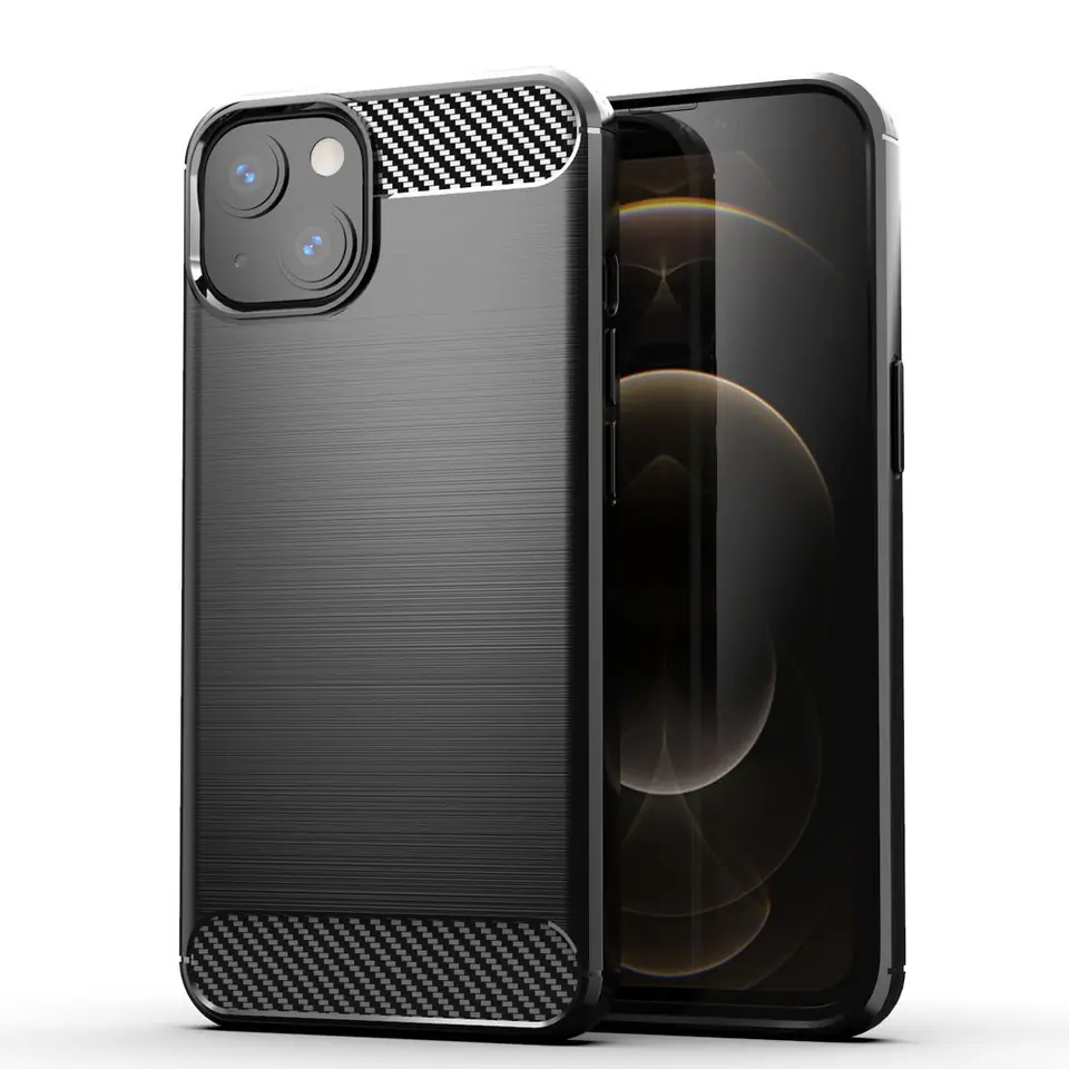 ⁨Carbon Case elastyczne etui pokrowiec iPhone 13 mini czarny⁩ w sklepie Wasserman.eu