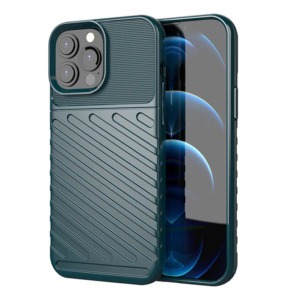 ⁨Thunder Case elastyczne pancerne etui pokrowiec iPhone 13 Pro Max zielony⁩ w sklepie Wasserman.eu