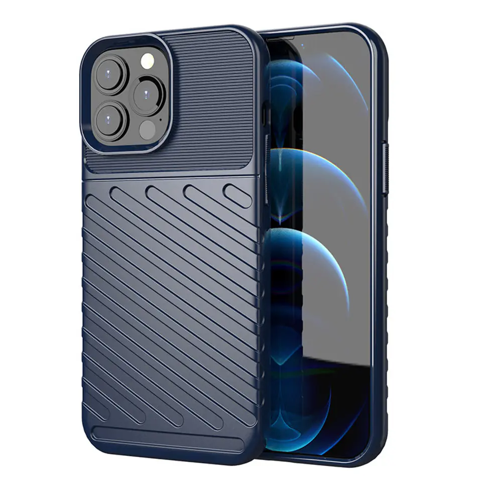 ⁨Thunder Case elastyczne pancerne etui pokrowiec iPhone 13 Pro Max niebieski⁩ w sklepie Wasserman.eu