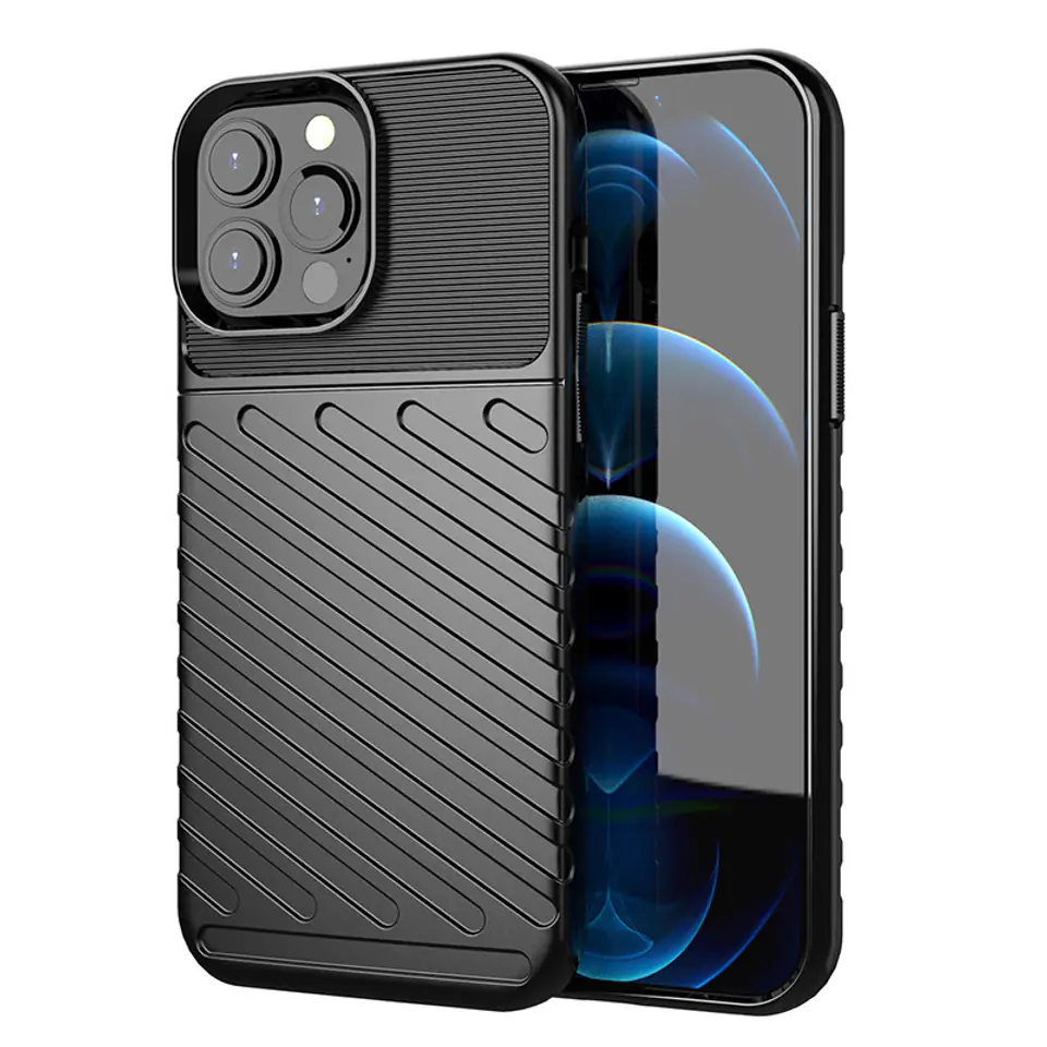 ⁨Thunder Case elastyczne pancerne etui pokrowiec iPhone 13 Pro Max czarny⁩ w sklepie Wasserman.eu