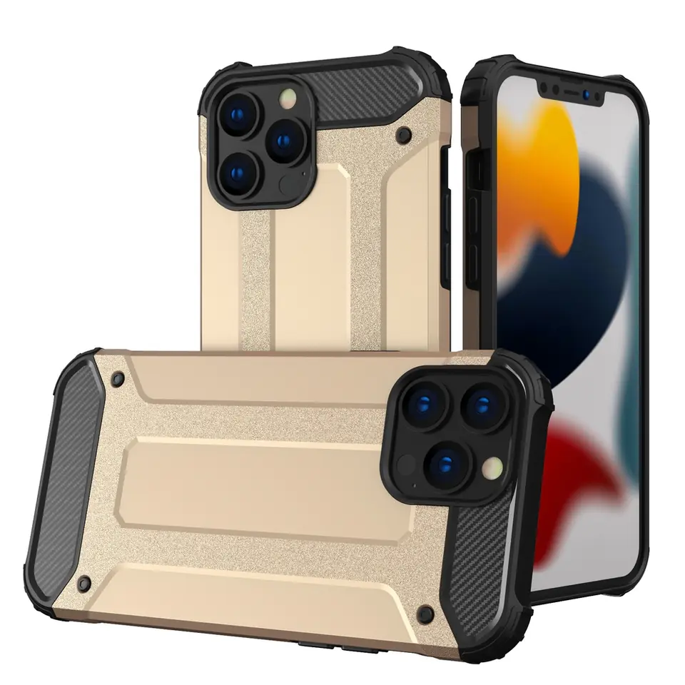 ⁨Hybrid Armor pancerne hybrydowe etui pokrowiec iPhone 13 Pro Max złoty⁩ w sklepie Wasserman.eu