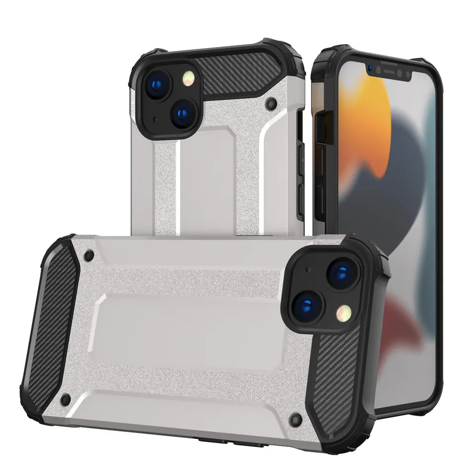 ⁨Hybrid Armor pancerne hybrydowe etui pokrowiec iPhone 13 mini srebrny⁩ w sklepie Wasserman.eu