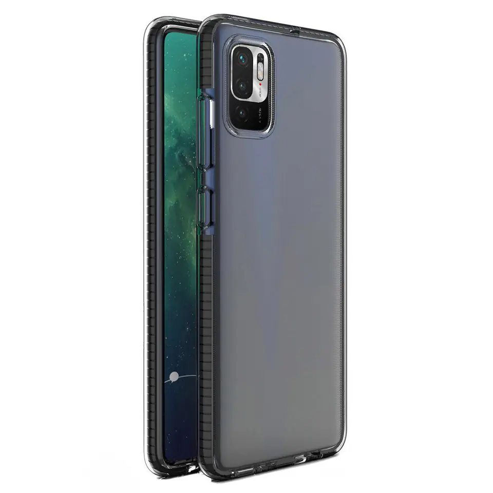 ⁨Spring Case pokrowiec żelowe etui z kolorową ramką do Xiaomi Redmi Note 10 5G / Poco M3 Pro czarny⁩ w sklepie Wasserman.eu